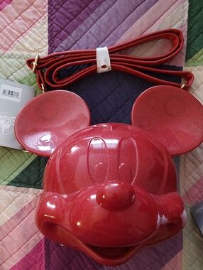 Loungefly Red Glitter Mickey Mouse Crossbody Bag